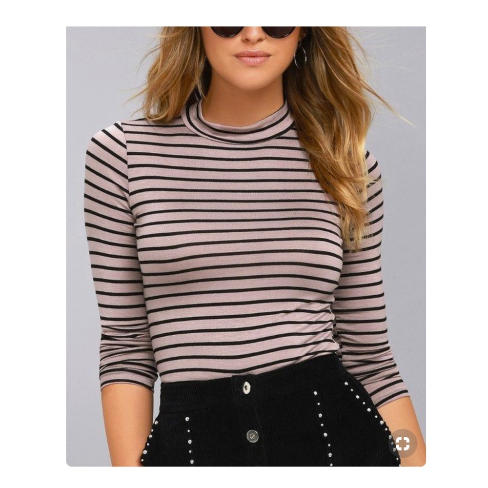 NWOT- Lulus Pink and Black Striped Top